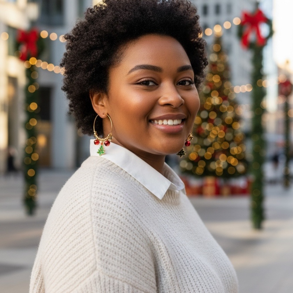 Festive Gold and Red Hoop Earrings